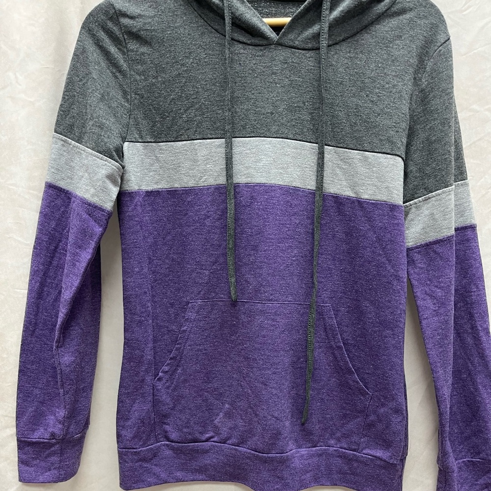 Gray and Purple Sweater with hood